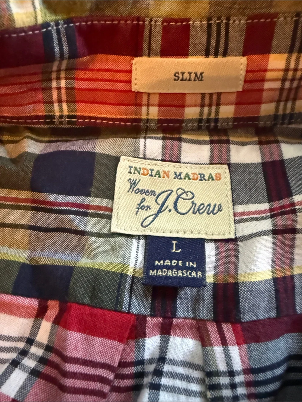 J. Crew Plaid Button-Down Shirt — Red, Blue, Green, White
